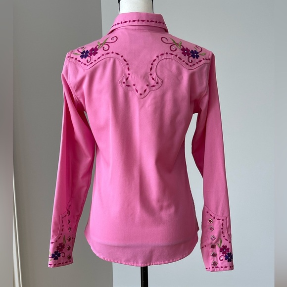 Panhandle Slim Embroidered rhinestones snap front western shirt rodeo barbie S - Picture 4 of 16